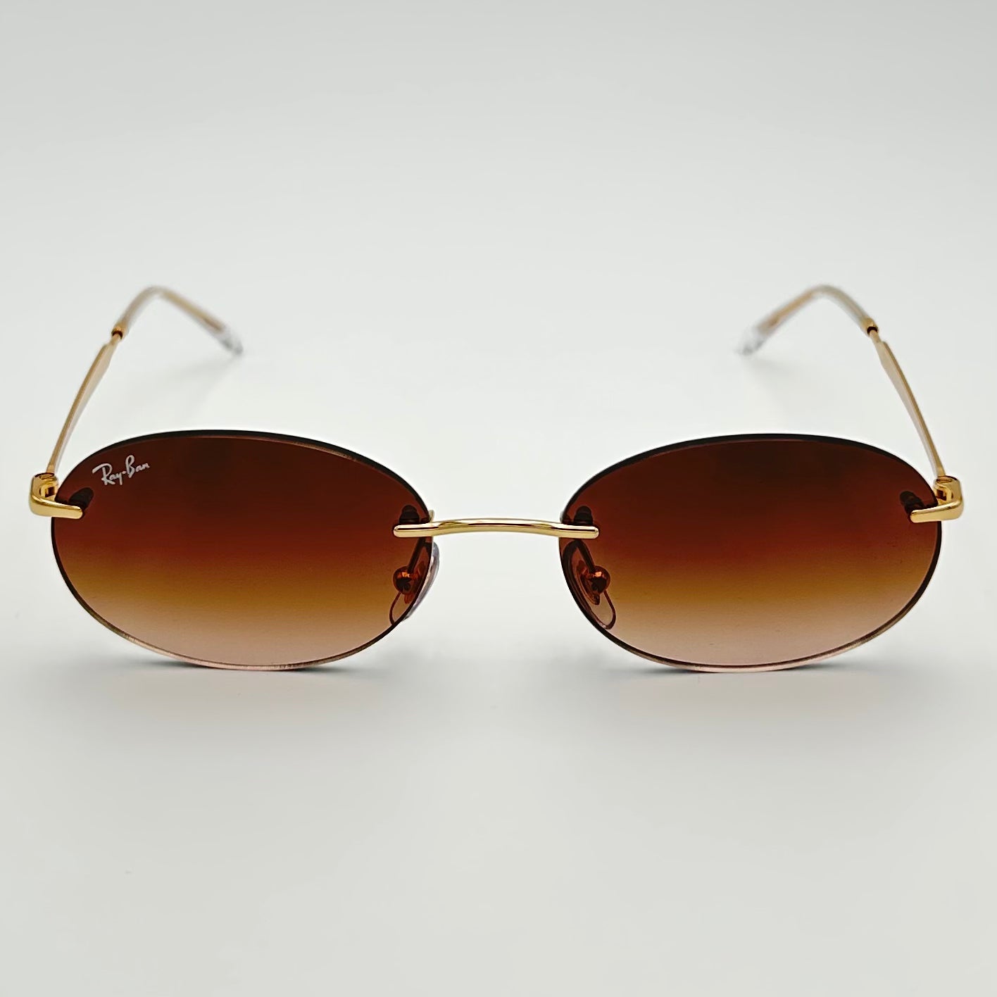 Lunettes de soleil Ray-Ban RB3767, monture ovale en métal doré Arista et verres marron dégradés