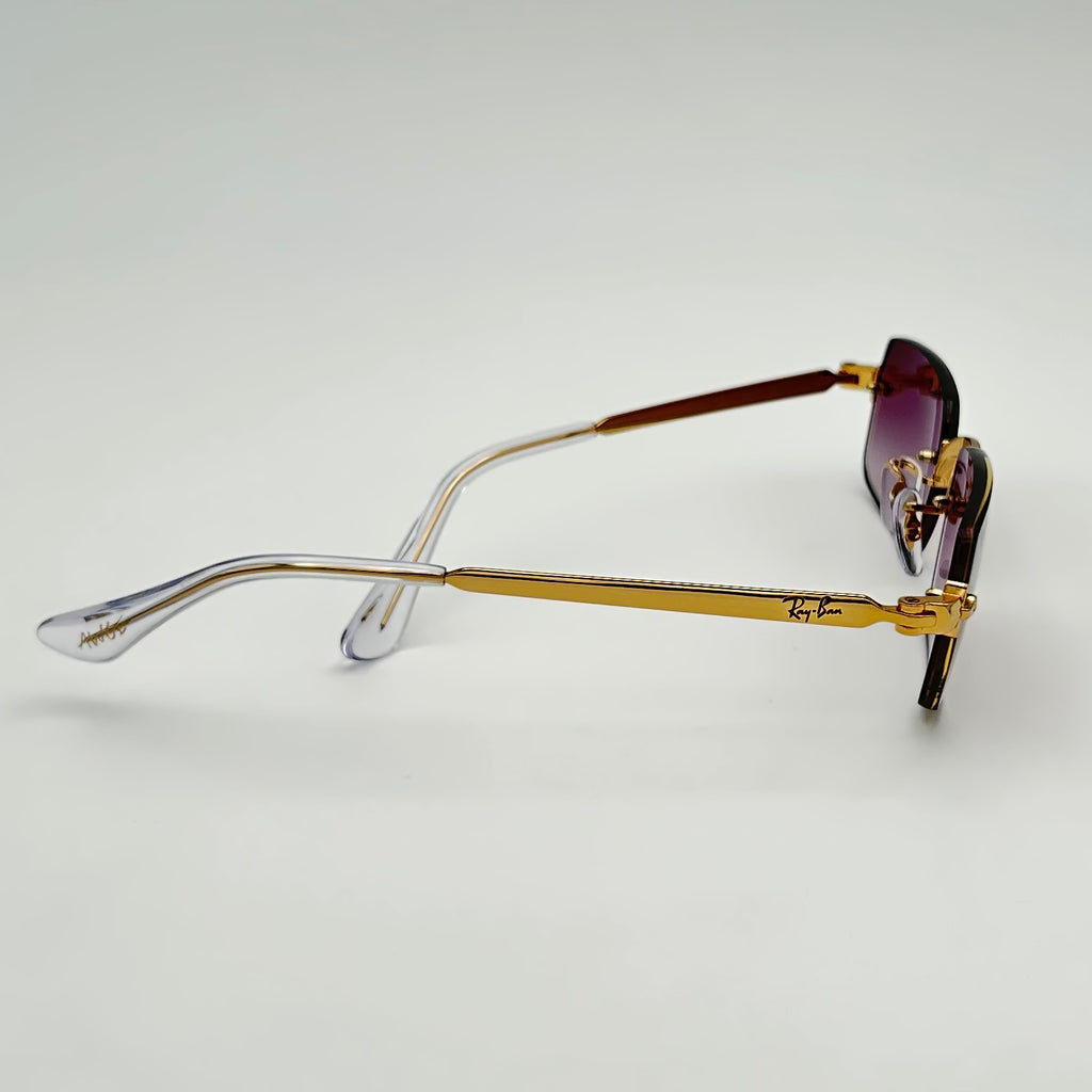 Vue de profil des lunettes Ray-Ban RB3928, monture fine en métal doré Arista