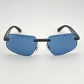 Lunettes de soleil Ray-Ban RB4475CH, monture percée rectangulaire et verres bleus polarisés