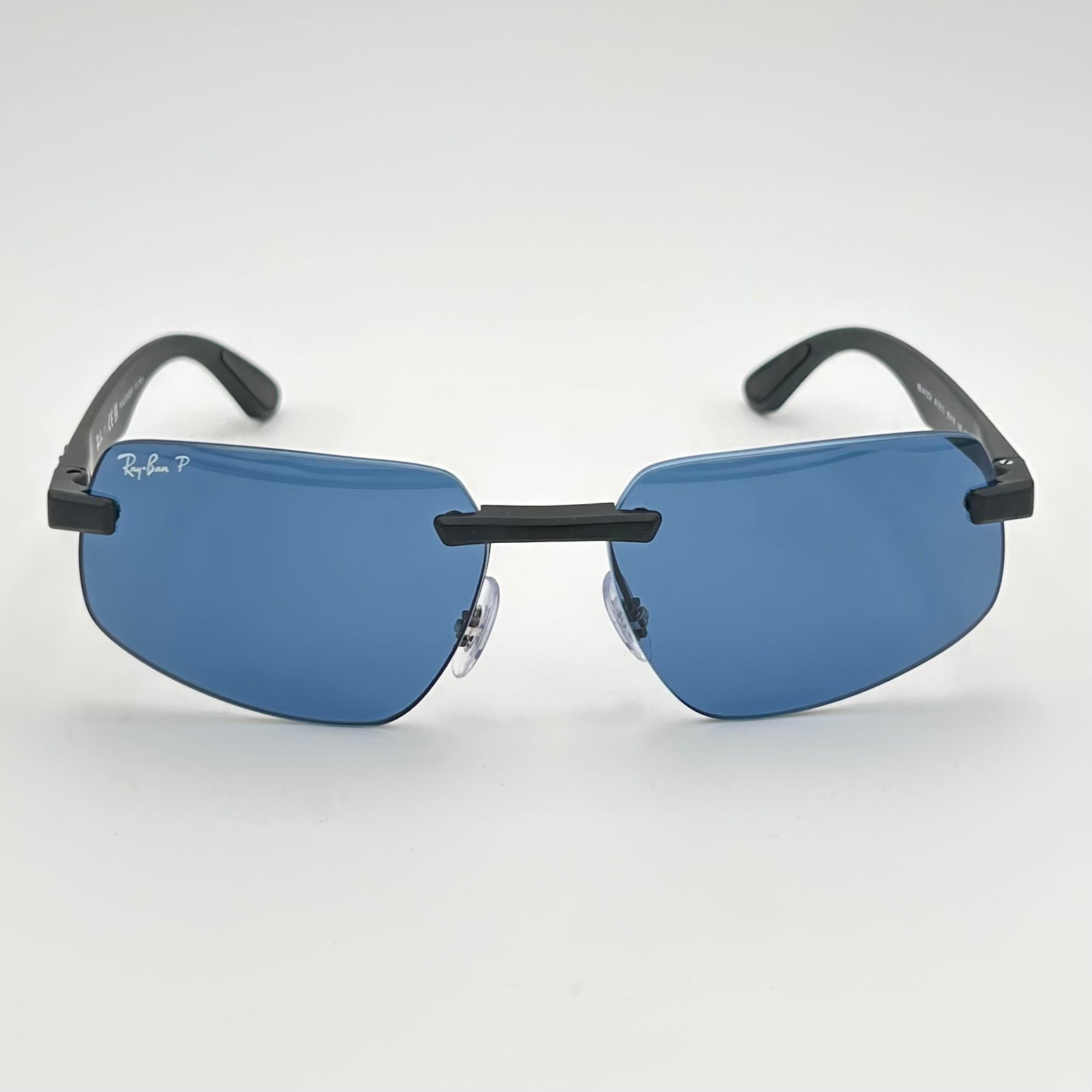 Lunettes de soleil Ray-Ban RB4475CH, monture percée rectangulaire et verres bleus polarisés